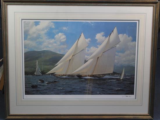 John Steven Dews (1949-) Yachting scenes, overall 21.5 x 31in.